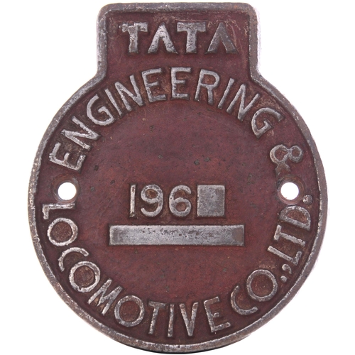 340 - A worksplate, TATA ENGINEERING & LOCOMOTIVE Co LTD 196_, together with its matching TATA emblem, fro... 