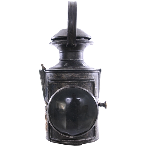 345 - An MS&LR / Great Central Railway three aspect sliding knob handlamp with a large brass plate, GCR 11... 