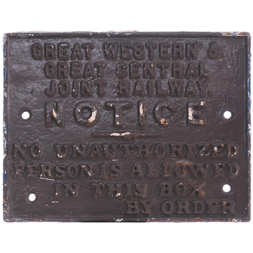 350 - A Great Western and Great Central Joint Railway signal box door notice from a box on the Northolt Ju... 