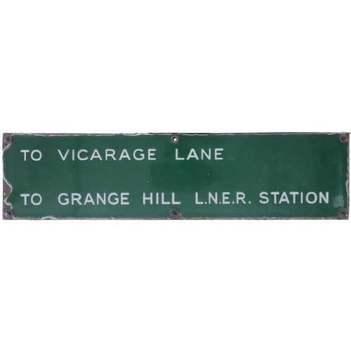 366 - A direction sign, TO VICARAGE LANE, TO GRANGE HILL LNER STATION ...