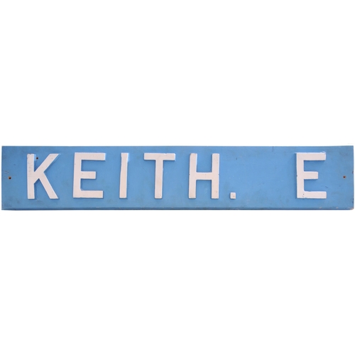 380 - A signal box nameboard, KEITH. E, from the East box at Keith Junction on the Inverness to Aberdeen r... 