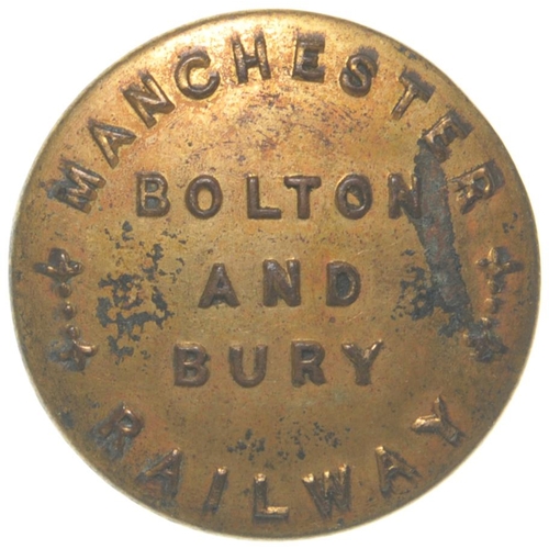 398 - A Manchester, Bolton and Bury Railway uniform button, brass, 1