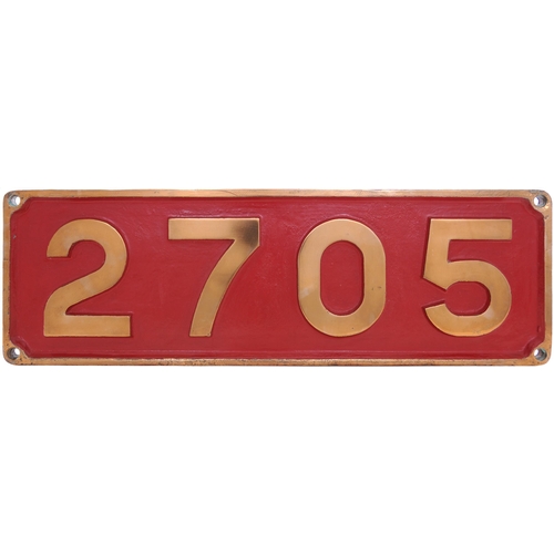 404 - An East African Railways cabside numberplate, 2705, from a 27th Class metre gauge 2-8-2, one of a gr... 