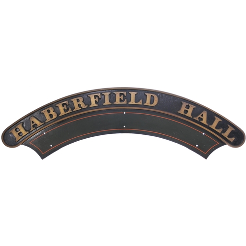 405 - A locomotive nameplate, HABERFIELD HALL, from a 4900 Hall class 4-6-0 No 6949 built at Swindon in De... 