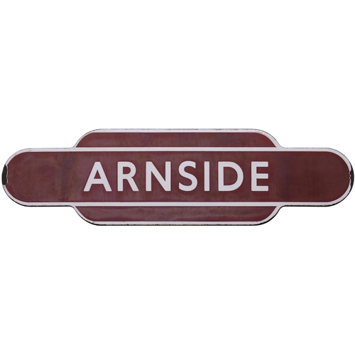 416 - A BR(M) totem sign, ARNSIDE, (f/f), from the Carnforth to Barrow in Furness route. Good colour and s... 