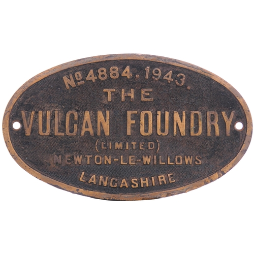 417 - A worksplate, VULCAN FOUNDRY, 4884, 1943, from a War Department Austerity 2-8-0 built to Ministry of... 