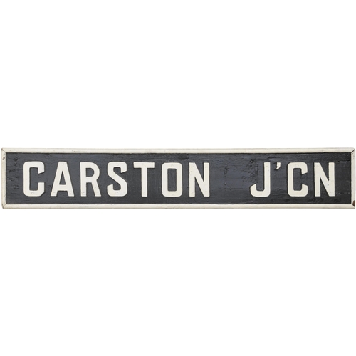 A signal box nameboard, GARSTON J'CN, a box west of Widnes, close to Allerton Depot. Cast letters on wood, length 61½", the front repainted. (Dispatch by Mailboxes/Collect from Banbury Depot)