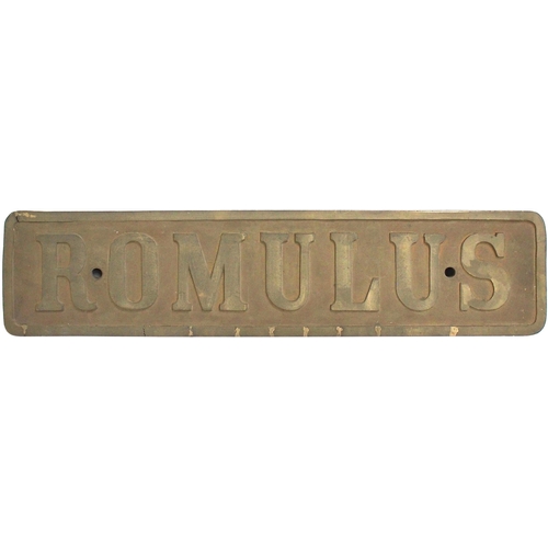 424 - A locomotive nameplate ROMULUS with its matching worksplate HUDSWELL, CLARKE, 1425, 1921, from a sta... 