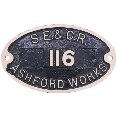 426 - A wagonplate, SE&CR, 116 ASHFORD WORKS. Cast iron, 9¾