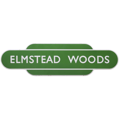 434 - A BR(S) totem sign, ELMSTEAD WOODS, (f/f), a station south east of Hither Green on the route to Seve... 