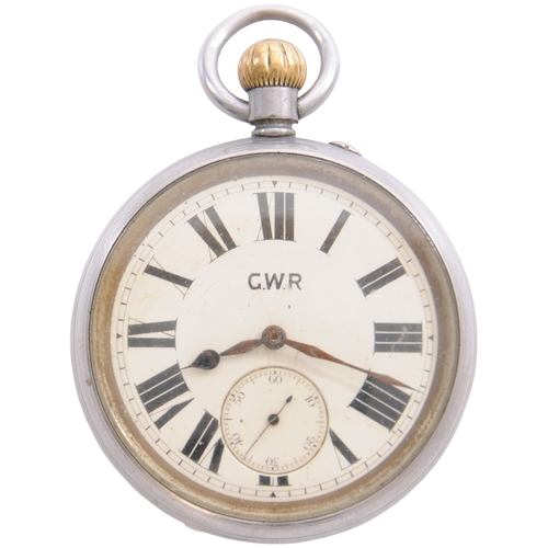 438 - A GWR pocket watch, by Rotherhams, London, the face marked GWR, the back engraved GWR 2155 in hatche... 