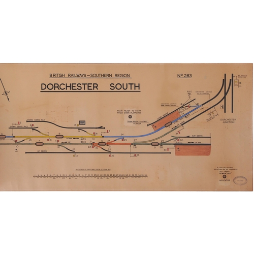 439 - A BR(S) signal box diagram, DORCHESTER SOUTH, 16th June 1960, showing the line towards Moreton, Dorc... 