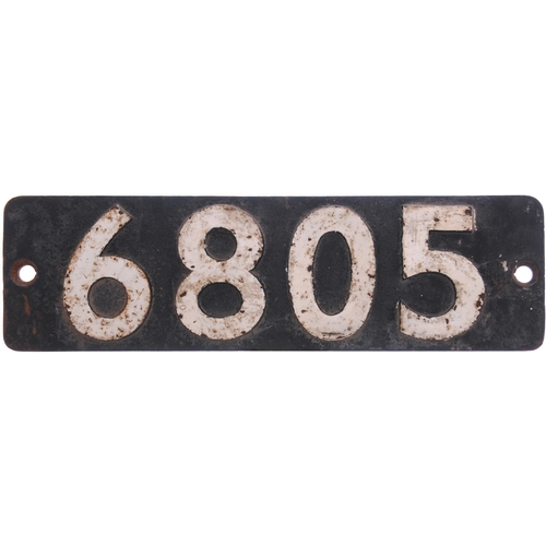 45 - A smokebox numberplate, 6805, from a GWR 6800 Grange Class 4-6-0 built at Swindon in September 1936 ... 