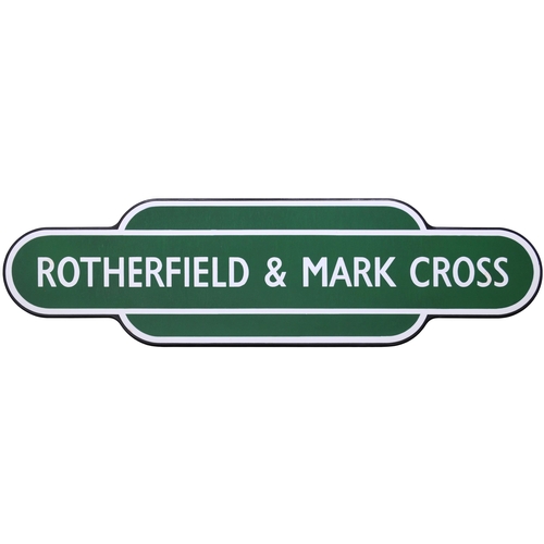 50 - A BR(S) totem sign, ROTHERFIELD & MARK CROSS, (f/f), from the Cuckoo line between Eridge and Polegat... 