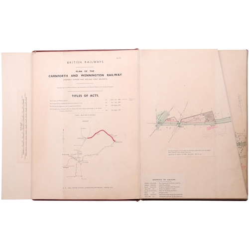 55 - A set of Furness and Midland coloured plans, CARNFORTH AND WENNINGTON BRANCH, BR 1950, SURVEY, showi... 