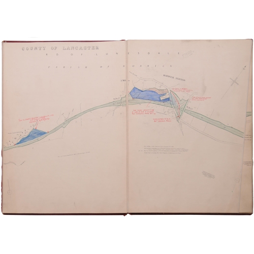 55 - A set of Furness and Midland coloured plans, CARNFORTH AND WENNINGTON BRANCH, BR 1950, SURVEY, showi... 