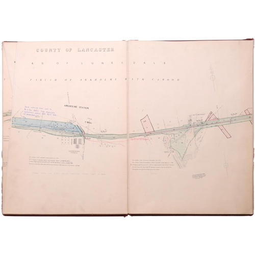 55 - A set of Furness and Midland coloured plans, CARNFORTH AND WENNINGTON BRANCH, BR 1950, SURVEY, showi... 