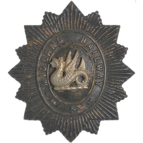 68 - A Midland Railway Police helmet badge, with wyvern in the centre, 2½