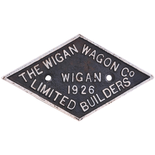 69 - A wagonplate, THE WIGAN WAGON Co LIMITED BUILDERS WIGAN 1926. Cast iron, 11