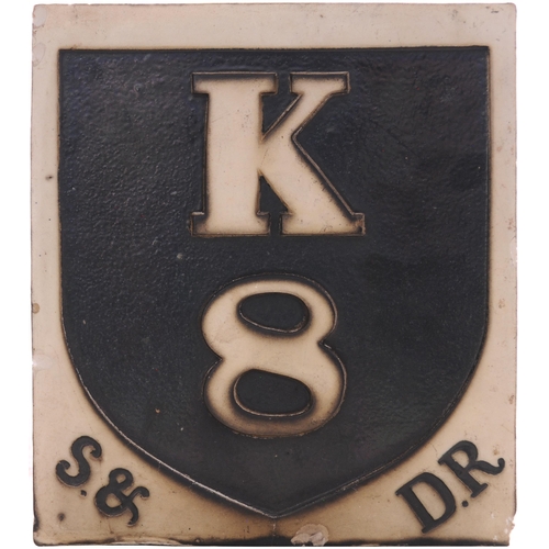 73 - A Stockton and Darlington Railway house plaque, S&DR K8, as fitted to the station buildings at Waske... 