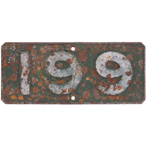 79 - A Somerset and Dorset Joint Railway bridgeplate, 199, reputedly from the five arch Stour Viaduct sou... 