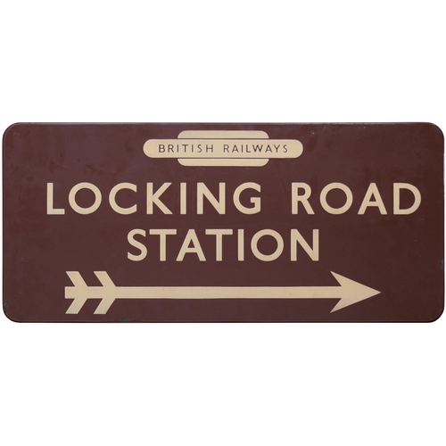 83 - A BR(W) direction sign, BRITISH RAILWAYS, LOCKING ROAD STATION, (Weston-Super-Mare), the excursion s... 