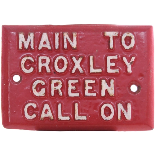 85 - A pair of LNWR signal lever back plates, RICKMANSWORTH STARTING and MAIN TO CROXLEY GREEN CALL ON, e... 