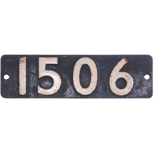 86 - A smokebox numberplate, 1506, from a (GWR) 1500 Class 0-6-0PT, one of a class of only ten locos buil... 