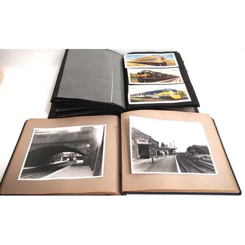 1010 - A collection of Black and White photographs and postcards both loose and housed in three album, a qu... 