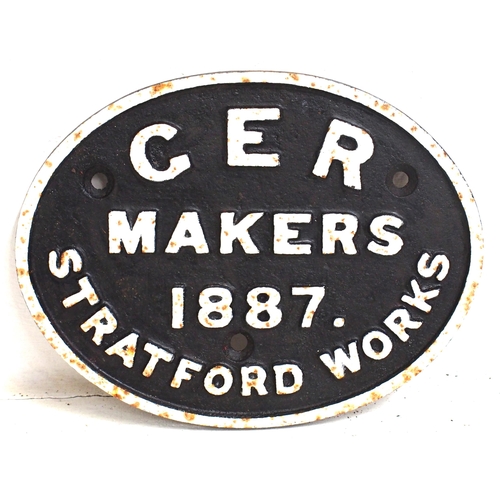 129 - GER C/I wagonplate 1887 Stratford Works, original back. (C3) (Dispatch by Mailboxes/Collect from Ban... 