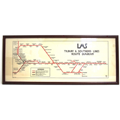 133 - LMS LTS Lines Carriage Route Diagram Map by George Dow, 1935 London - Southend/ Tilbury . In origina... 