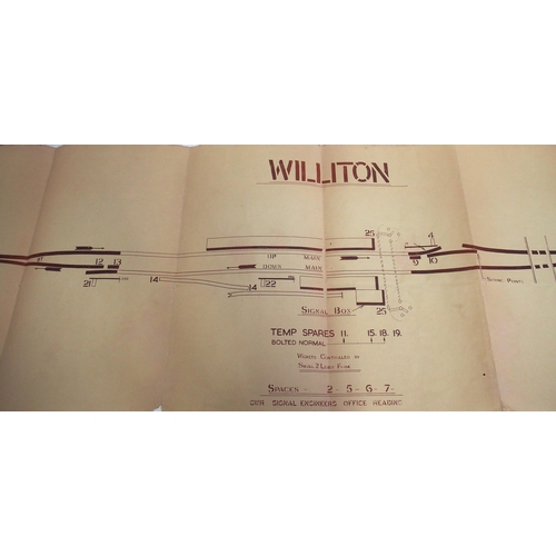 14 - BR(W) card gradient board for the Minehead Branch dated 1954 noted as originating from Williton Sign... 