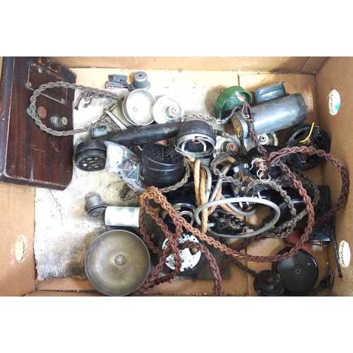 15 - Box of telephone spares including hand generator. (A4) (Dispatch by Mailboxes/Collect from Banbury D... 