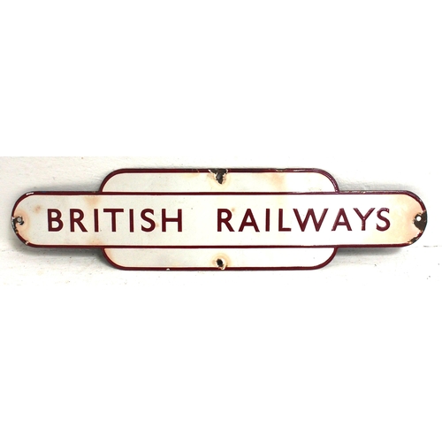 156 - BRITISH RAILWAYS enamel poster board header totem, 16¼