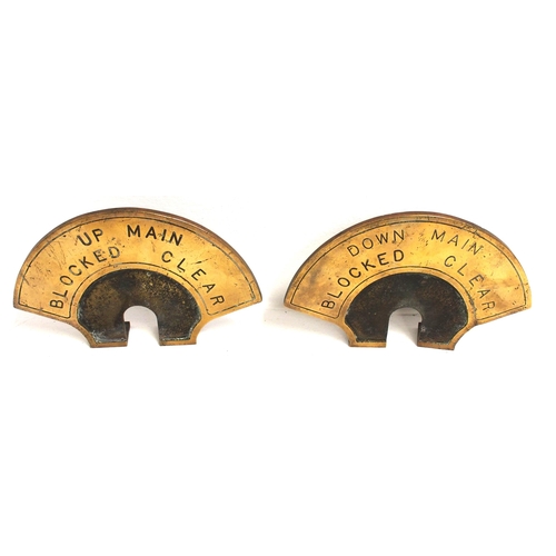 167 - LNWR cast brass signal box block indicators - a nice matching pair. (2) (B2) (Dispatch by Mailboxes/... 