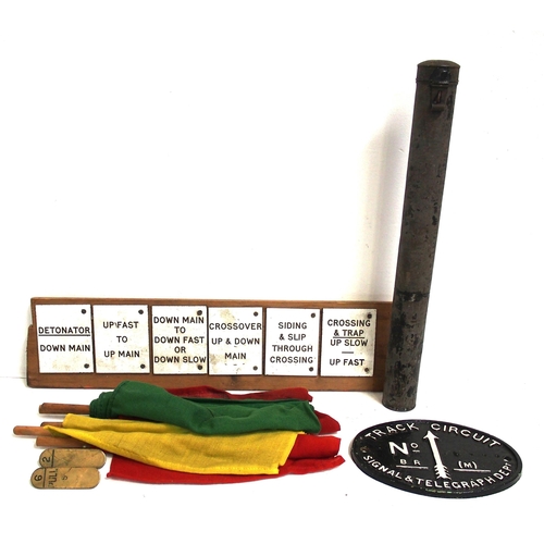 175 - Miscellaneous signalling items including brass plate from WR key token 