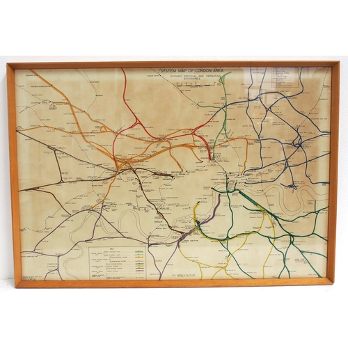 177 - System map of London Area in glazed frame 37½