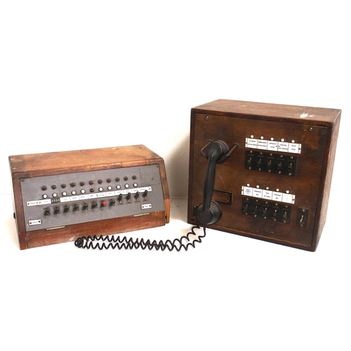 182 - BR wooden cased telephone selector with handset - line plates include Kingmore, Tower, Longtown, Adm... 