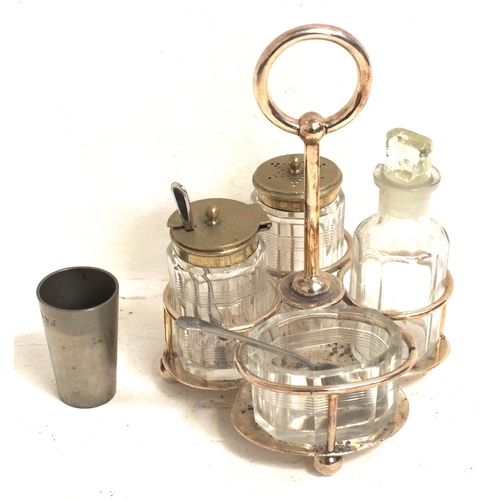 199 - LMS cruet set by Walker & Hall, complete with all glass jars etc, ball feel, two small spoons one LM... 