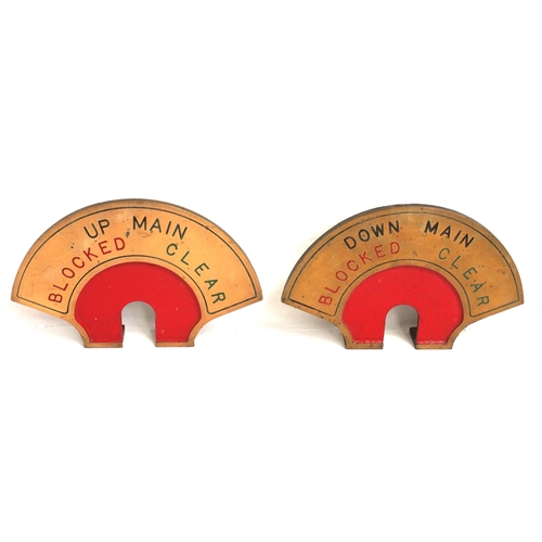 201 - LNWR cast brass signal box block indicators - a nice matching pair. (2) (B2) (Dispatch by Mailboxes/... 