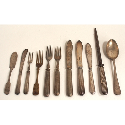 237 - Selection of pre grouping cutlery, mainly LNWR & a GSWR knife iron. (11) (A2) (Dispatch by Mailboxes... 