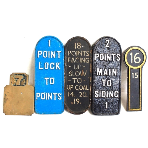 273 - Miscellaneous signal box lever plates including Stevens brass & two GNR matching cast iron with cast... 