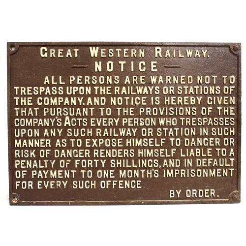 289 - GWR C/I trespass notice (TPGW702), 29 3/8