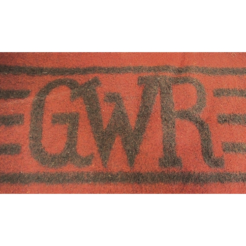 294 - GWR office chair (joints loose) branded GWR & GWR blanket overall good with a few moth holes. (2) (D... 