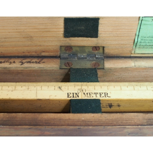 36 - Wooden cased wood & brass metre stick in original wooden box, manufactured by Maschinen-Agentur, Ger... 