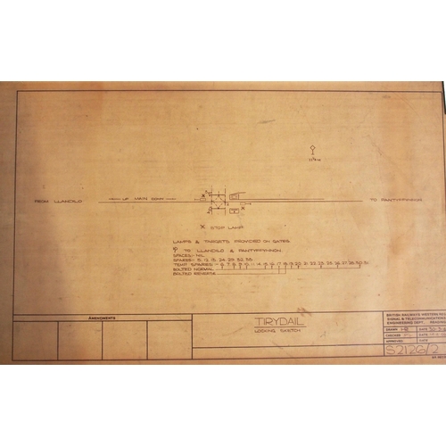 361 - Signalling plans (rolled & small) of Tirydail, & Newsham, locking chart & amendment table as per ima... 