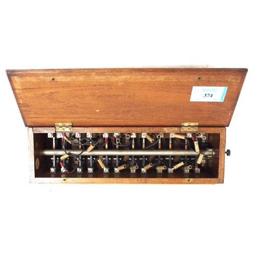 374 - LMS wooden cased signal box block switch, case is 18½