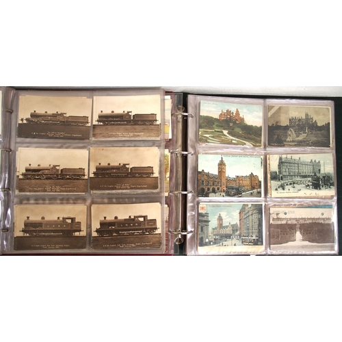 395 - LNWR postcards, mostly LNWR held in two albums, 300+. (A2) (Dispatch by Mailboxes/Collect from Banbu... 