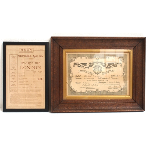 404 - M&GN Joint Rly framed & glazed certificate 