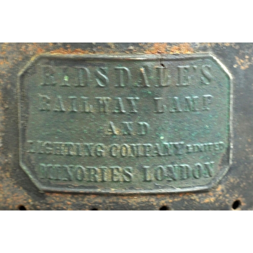 417 - Railway carriage pot lamp by Ridsdales Railway Lighting Co Minories London, reputedly ex Dinorwic, o... 